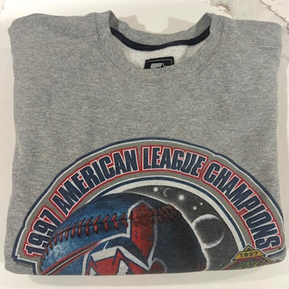 Vintage 1997 Starter Cleveland Indians Chief Wahoo World Series Sweatshirt Large - Picture 2 of 6